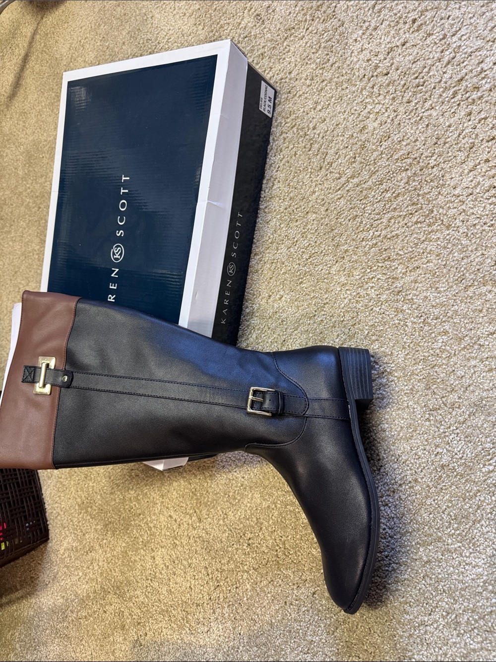 Karen Scott Black and Brown Two-Tone Tall Riding Boots